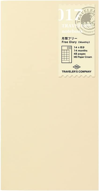 1 X Midori Traveler's Notebook (Refill 017) Monthly Diary | Amazon (US)