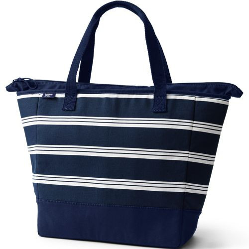 Print Canvas Insulated Repreve Lining Zip Top Tote Bag | Lands' End (US)
