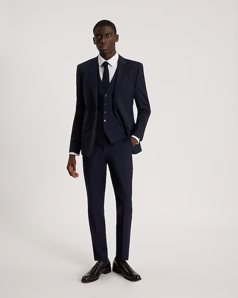 Extra Slim Navy Wool-blend Washable Modern Tech Suit | Express | Express