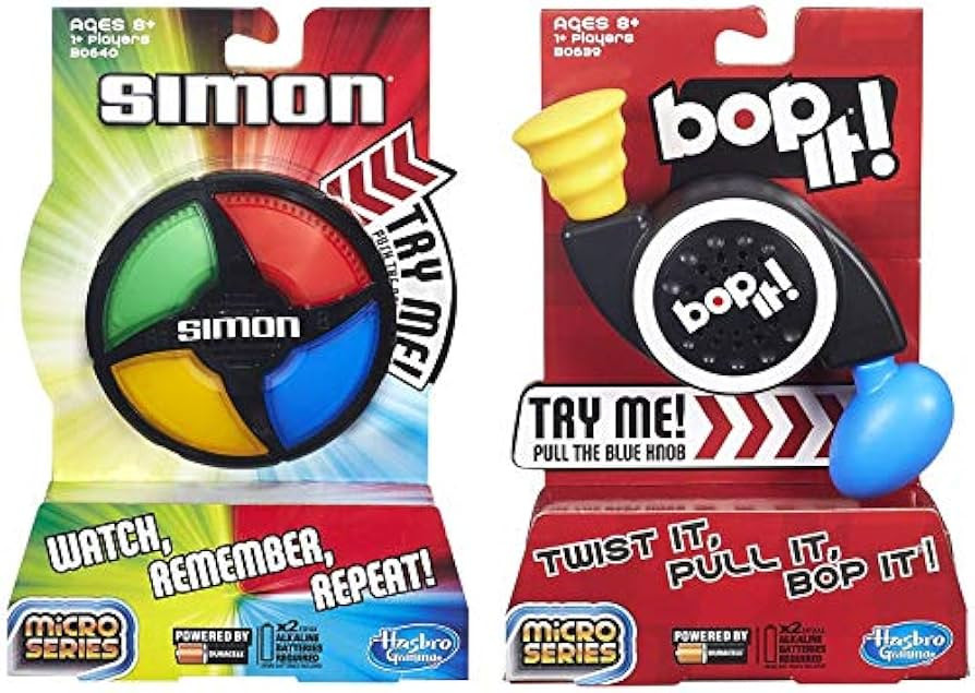 Simon Micro Series Game + Bop It Micro Series Game – Bundle of 2 Games | Amazon (US)