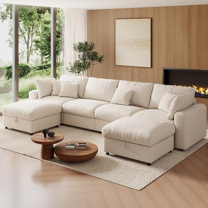 140\u201d Oversized Cloud Sectional Couches for Living Room, Modern Modular Sectional Sofa with D... | Amazon (US)