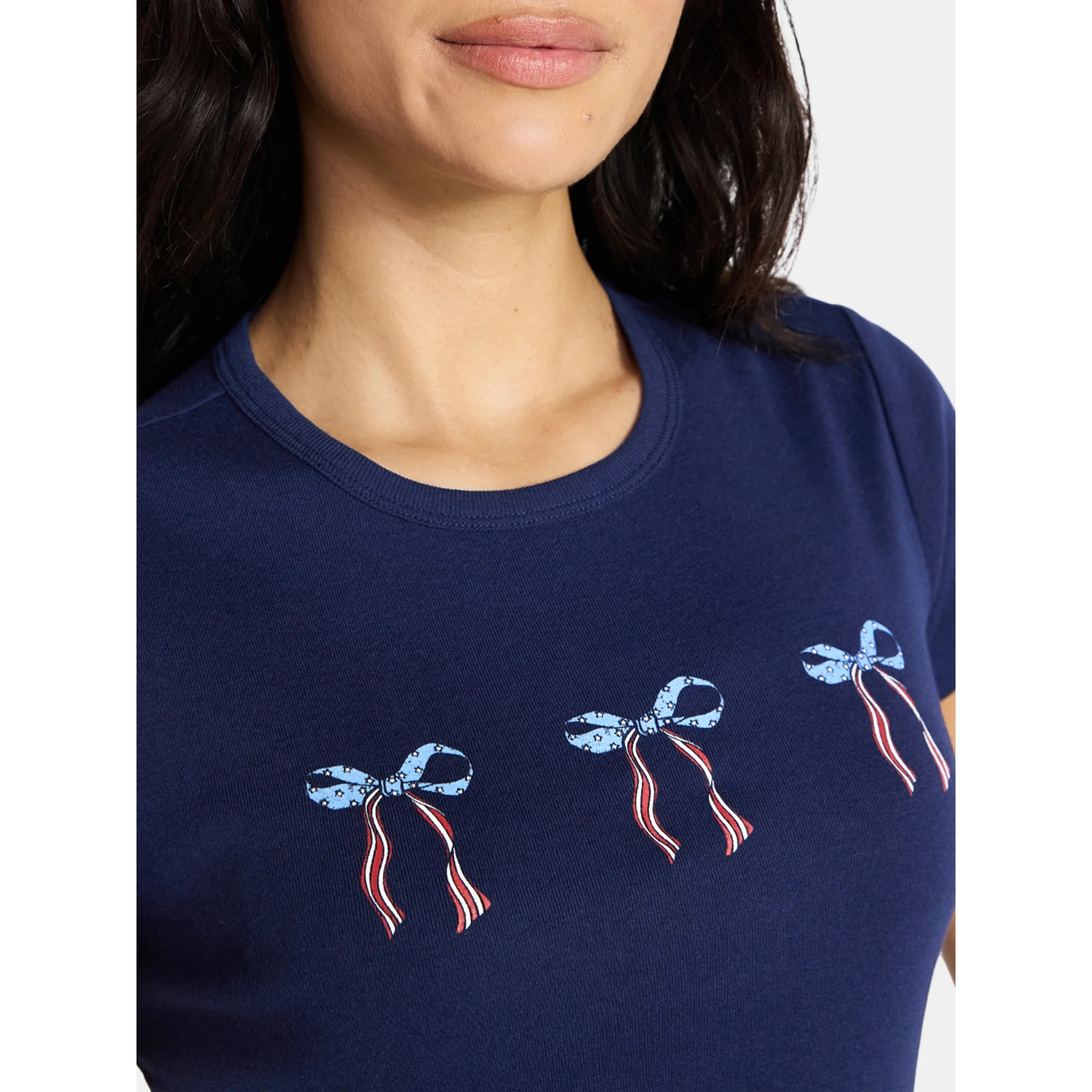 Social Edition Women's Americana Flag and Bows Graphic Tee, Sizes XXS-XXL - Walmart.com | Walmart (US)