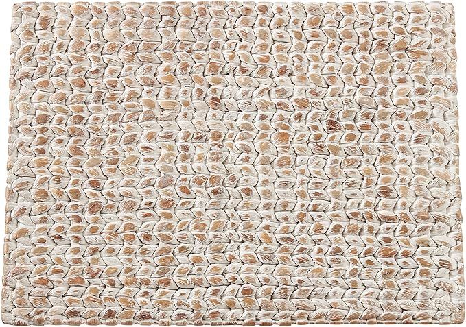 SARO LIFESTYLE Woven Water Hyacinth Placemats (Set of 4), White, 14" x 19", (1053.W1419B) | Amazon (US)