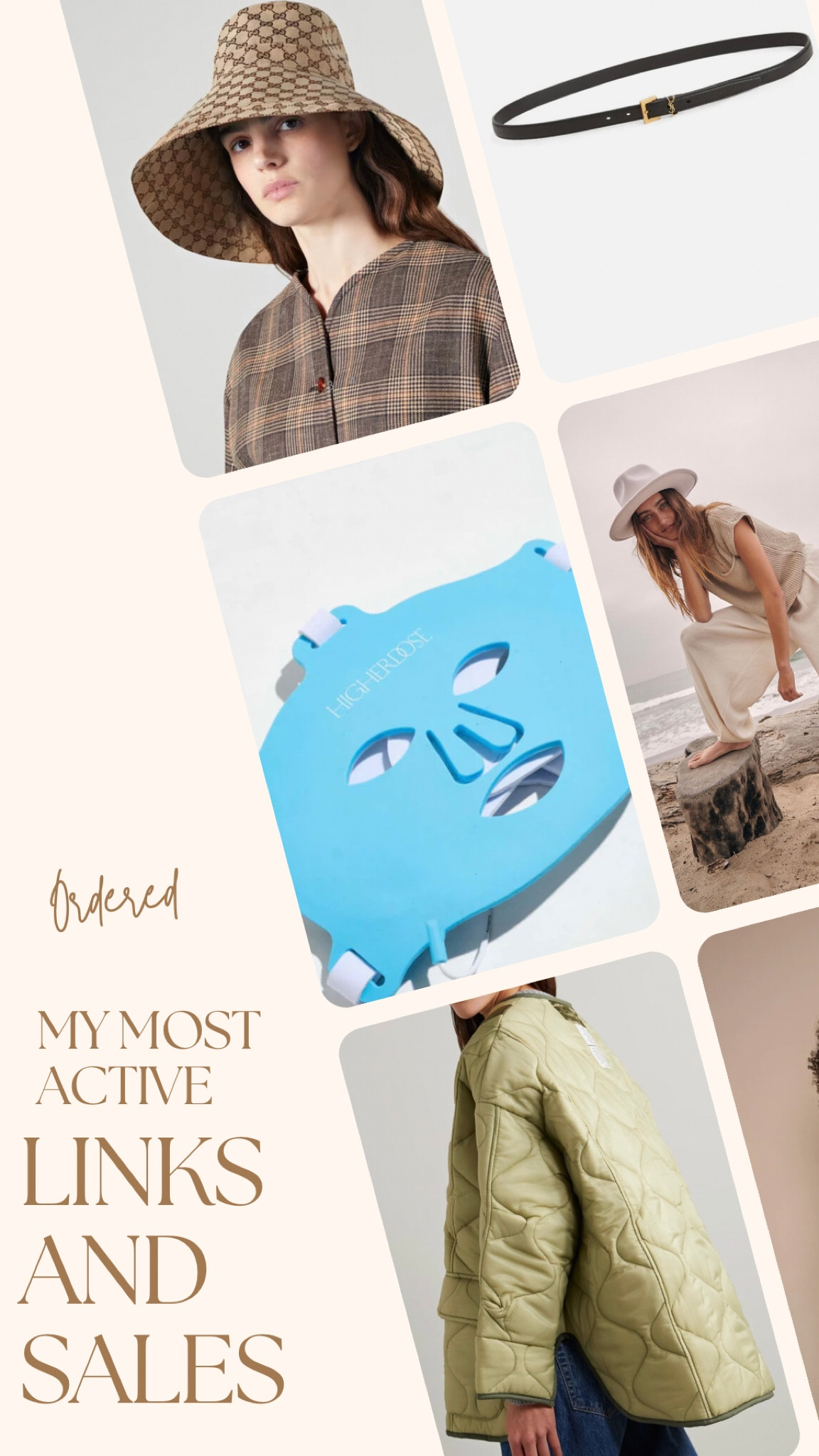 Gucci wide brim/bucket hat
Ysl belt
High dose red light mask
The Frankie shop ripstop jacket
Free people set 

#LTKfit #LTKFind #LTKstyletip