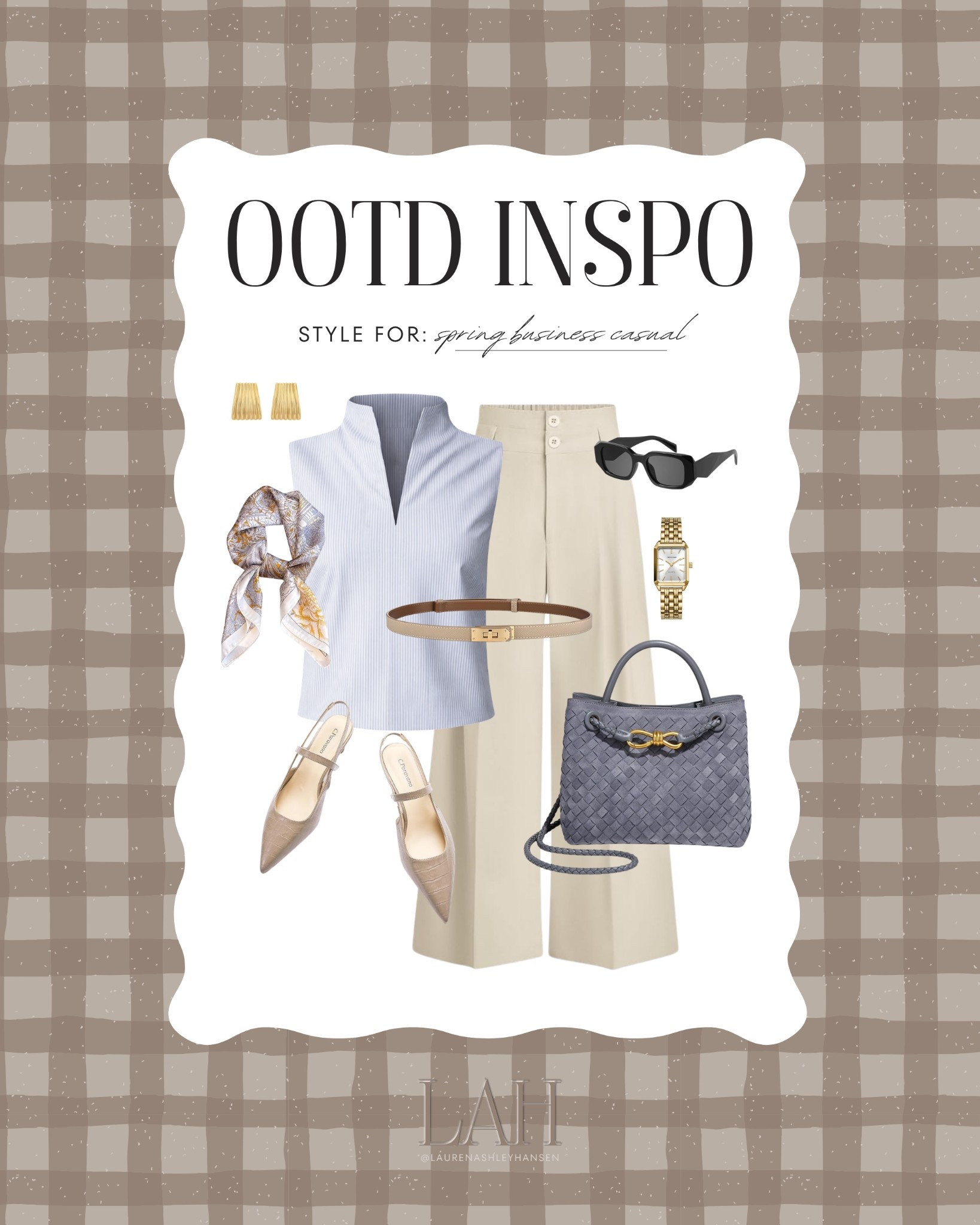 The cutest spring business casual look. I love these double button trousers and this high neck striped blouse is chic and comfortable. Add in these affordable accessories for an elevated, sophisticated look.

#LTKgrwm #LTKootd