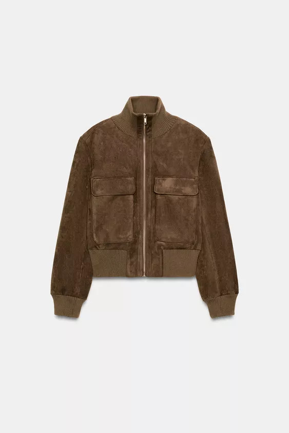 RIB HIGH COLLAR BOMBER JACKET | Zara US