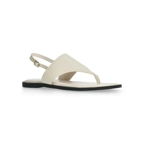 Time and Tru Women's Hooded Faux Leather Thong Sandals | Walmart (US)