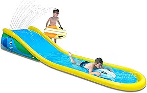 Inflatable Water Slide with Sprinkler for Kids,15FT waterslide with 2 Inflatable Surf Riders and ... | Amazon (US)
