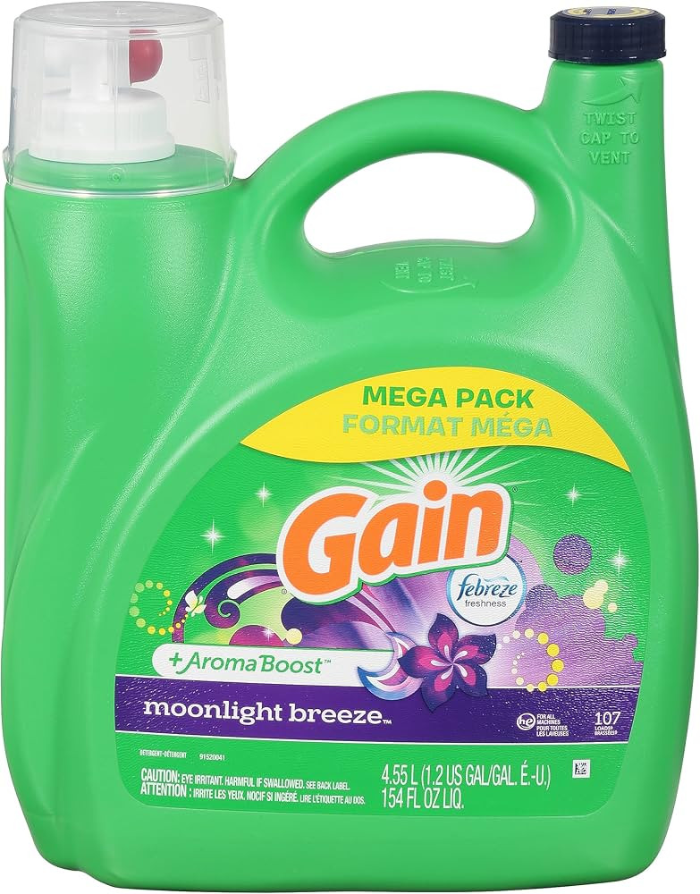 Gain, Detergent + Aroma Boost Moonlight Breeze Mega Pack, 154 Ounce | Amazon (US)