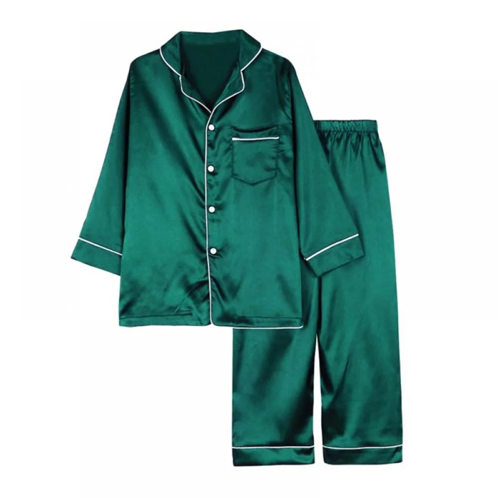 SYNPOS Toddler Baby Girl Boy Satin Pajamas Set,Kids Loungewear Two-piece Sleepwear Button-Down Pj... | Walmart (US)