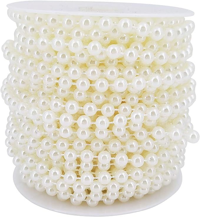 INSPIRELLE 6MM Ivory Faux Pearl Beads 18M Garland Pearl Bead Roll Strand for Wedding Party Decora... | Amazon (US)