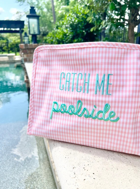 Catch Me Poolside Gingham Zip Bag  Large Gingham Pool Bag  | Etsy | Etsy (US)
