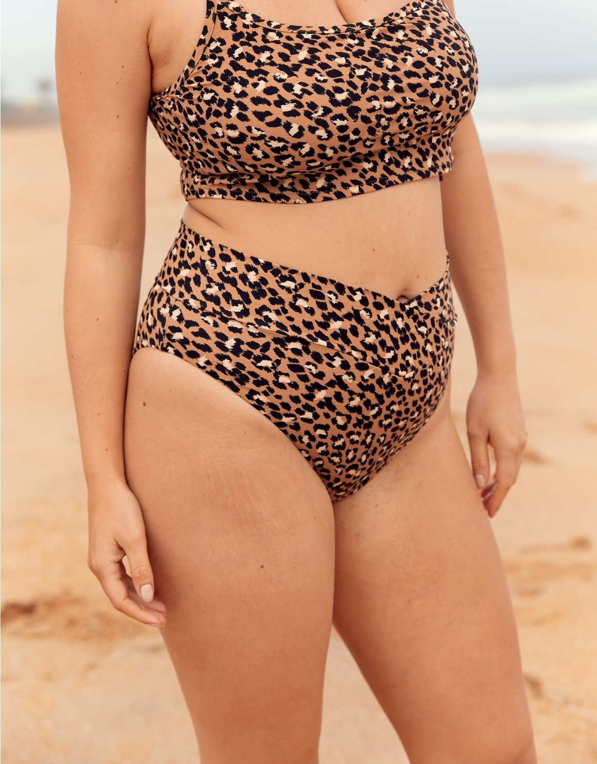 Aerie Leopard Crossover High Cut Cheeky Bikini Bottom | American Eagle Outfitters (US & CA)