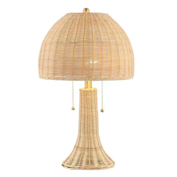 Margie 22" Bohemian Rustic Iron LED Table Lamp, Natural/Brass Gold by JONATHAN Y | Bed Bath & Beyond