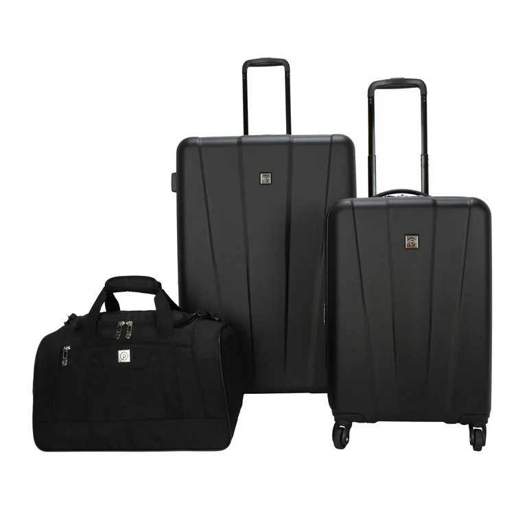 Protege 3 Piece Traveling Hardside Value Luggage Set, Black, 28" checked luggage, 20" carry-on lu... | Walmart (US)