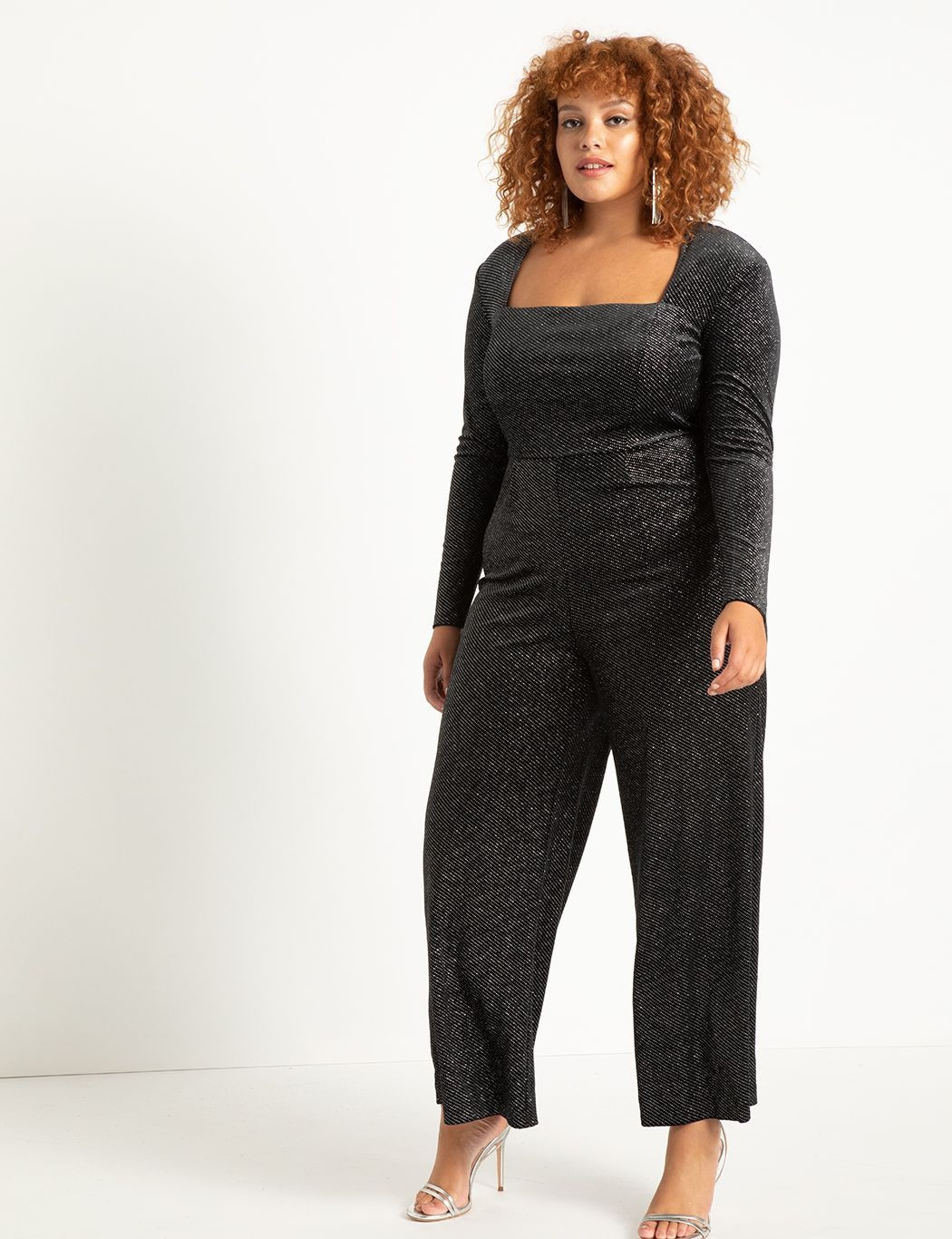 Strong Shoulder Velvet Jumpsuit | Eloquii
