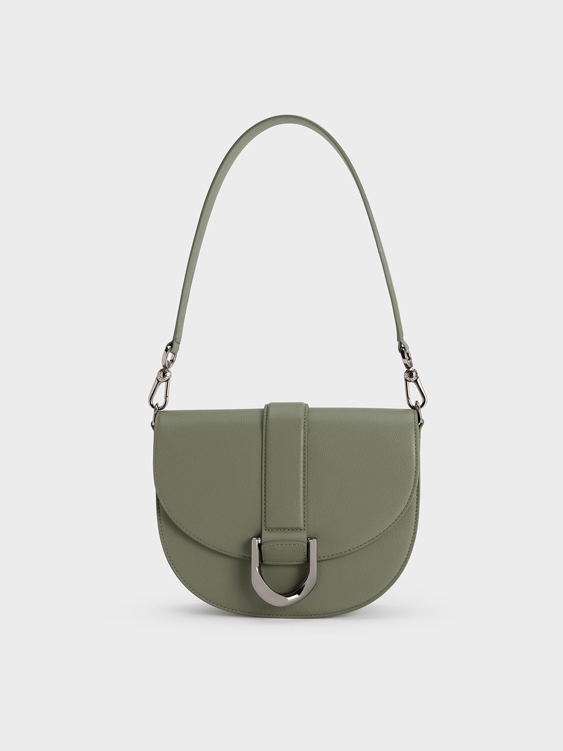 Gabine Leather Saddle Bag
 - Sage Green | Charles & Keith US