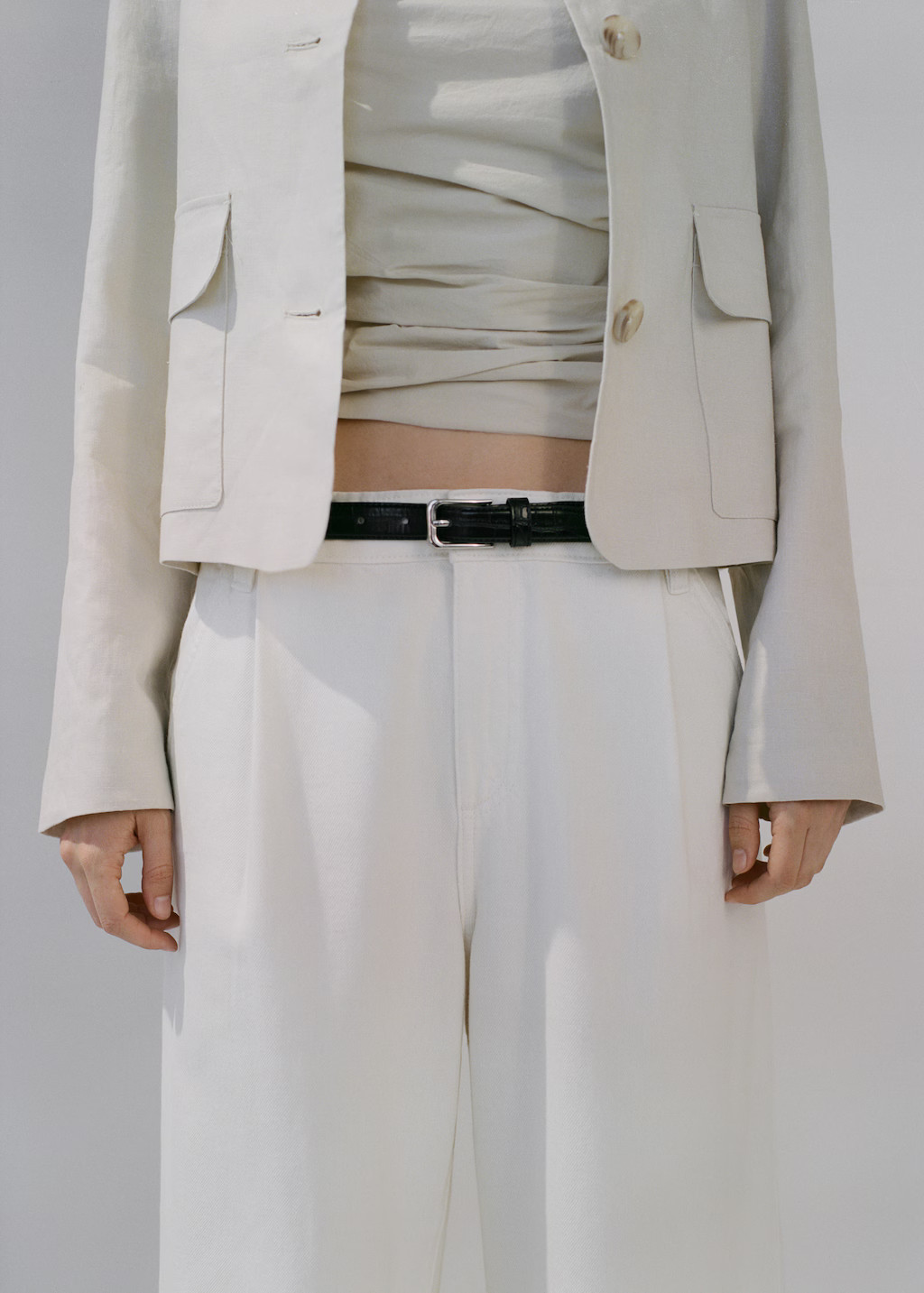 Fine croco leather-effect belt - Women | MANGO United Kingdom | MANGO (UK)