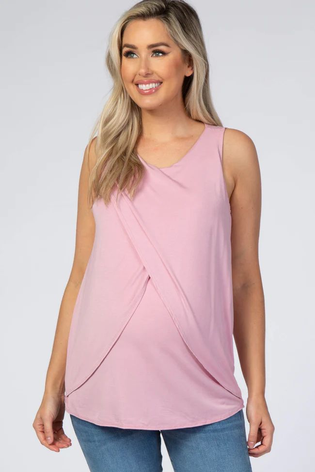 Mauve Solid Sleeveless Maternity Nursing Top | PinkBlush Maternity