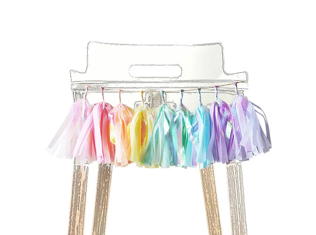 Iridescent Rainbow High Chair Garland, Rainbow Mermaid, Rainbow Unicorn, 1st Birthday, First Birt... | Etsy (US)