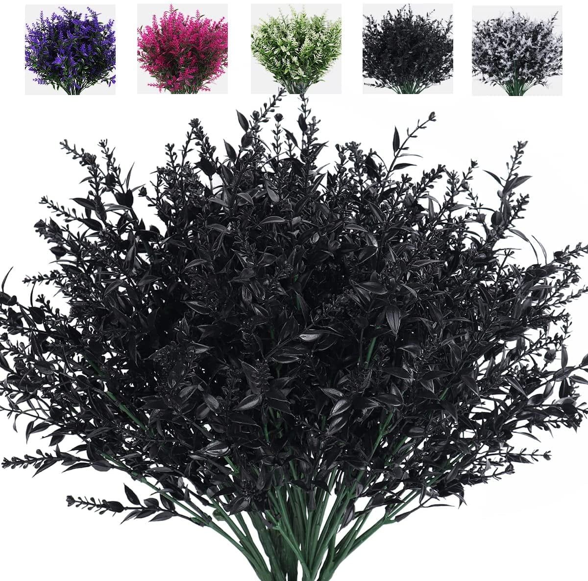 RECUTMS Artificial Lavender Flowers 8 Bundles Outdoor Black Color Plastic Plants for Home Decor -... | Walmart (US)