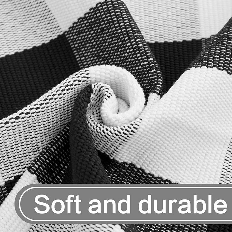 Sanmadrola 36''x 60'' Kitchen Runner Cotton Buffalo Plaid Rug Black and White Check Rugs Washable... | Walmart (US)
