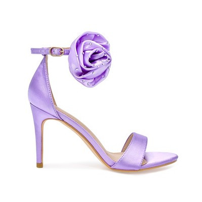 BLISSFUL STEP Flower Satin Ankle Strap Stiletto High Heel Sandals for Women 11 Purple | Target