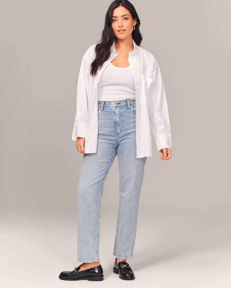 Women's Curve Love Ultra High Rise Ankle Straight Jean | Women's New Arrivals | Abercrombie.com | Abercrombie & Fitch (US)