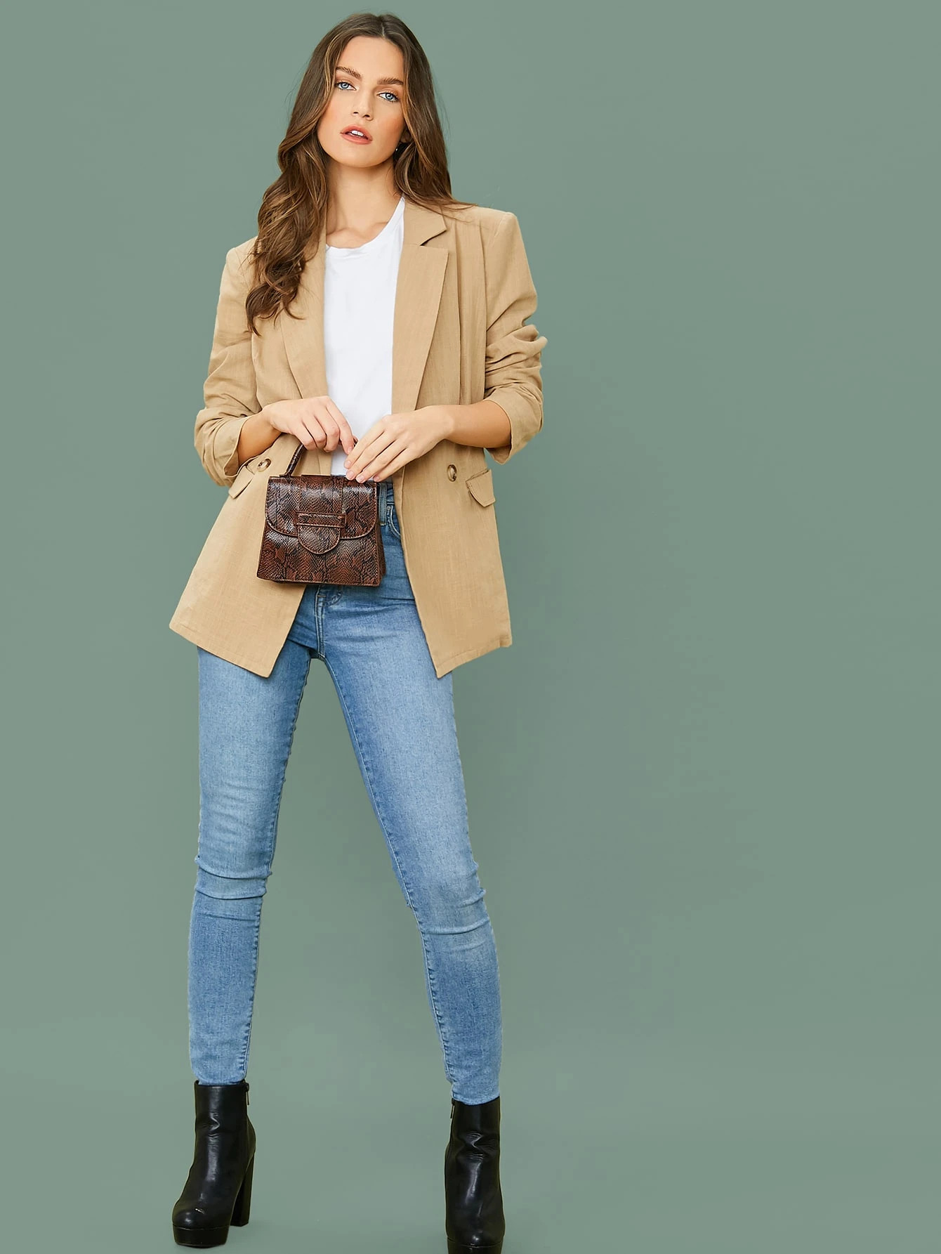 SHEIN Notch Collar Pocket Detail Blazer | SHEIN