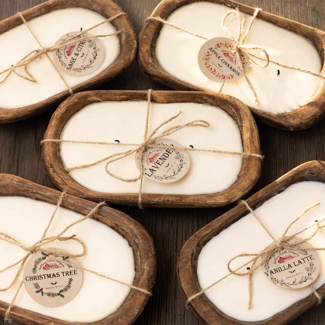 Dough Bowl Candles | All-Natural Soy Wax & Organic Flowers | Essential Oil Infused | Odor Elimina... | Etsy (US)