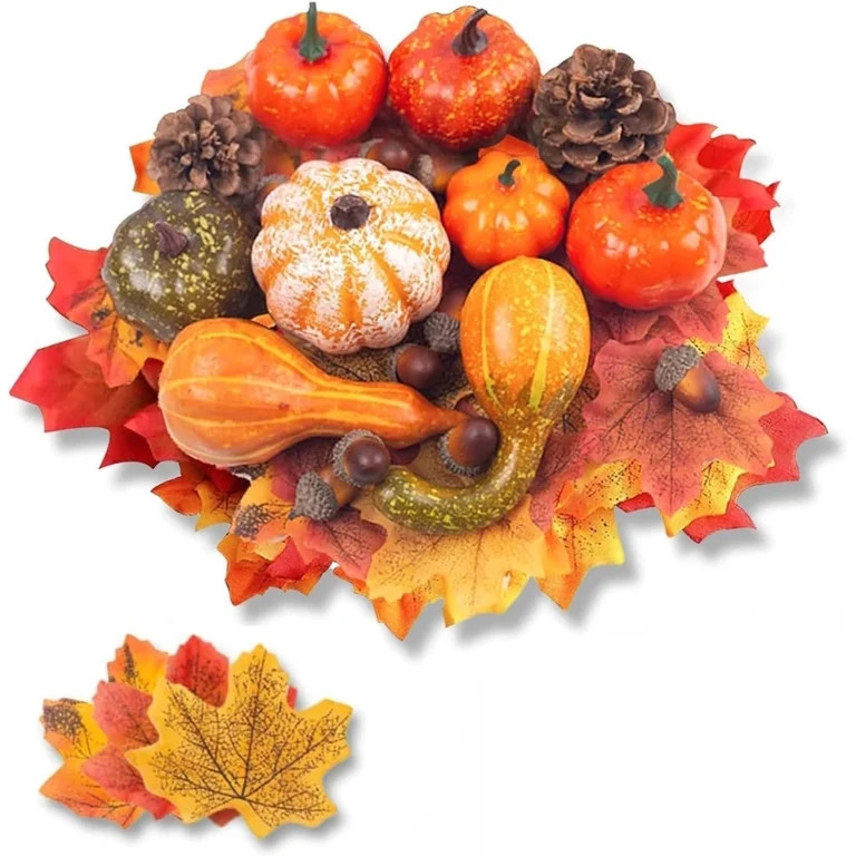 50 PCS Thanksgiving Artificial Pumpkins and Gourds Set - Fall Decorations for Home 8 Fake Pumpkin... | Walmart (US)