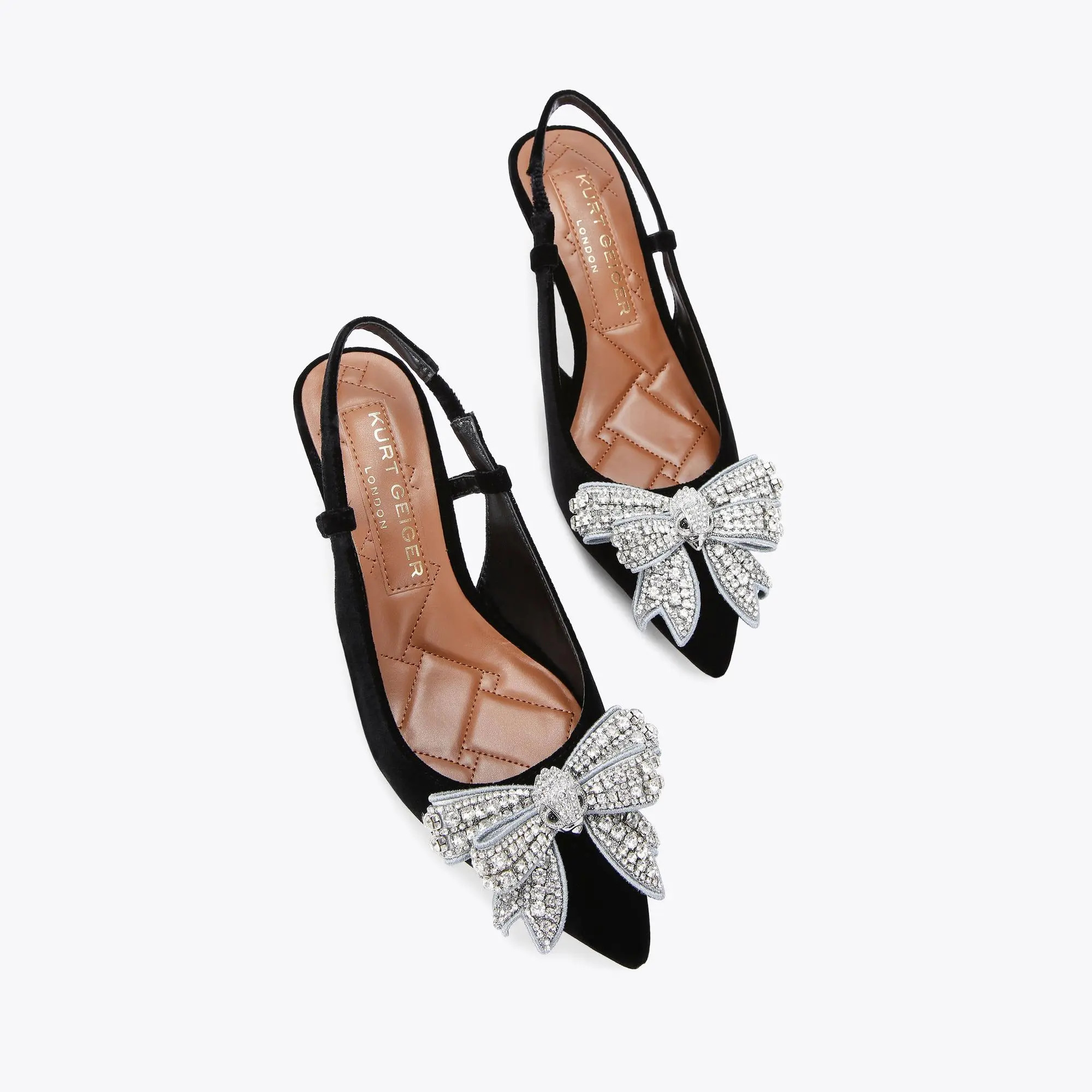 BELGRAVIA BOW SLING Black Velvet Heels by KURT GEIGER LONDON | Kurt Geiger UK