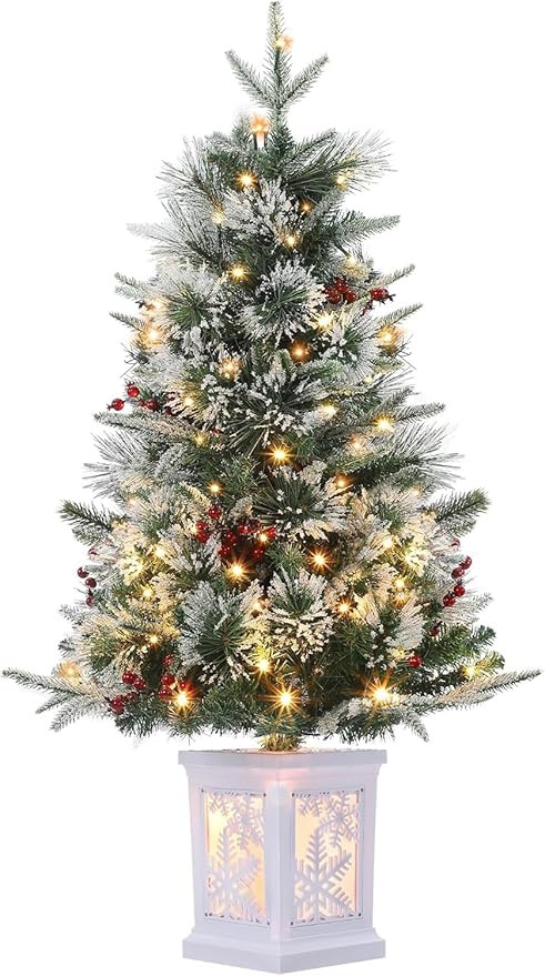 3 Ft Pre-Lit Christmas Tree, Artificial Christmas Trees with Lighting, Xmas Trees with 78 Led Lig... | Amazon (US)