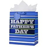 Hallmark 13" Large Father's Day Gift Bag with Tissue Paper (Blue Stripes, "Happy Father's Day") for  | Amazon (US)