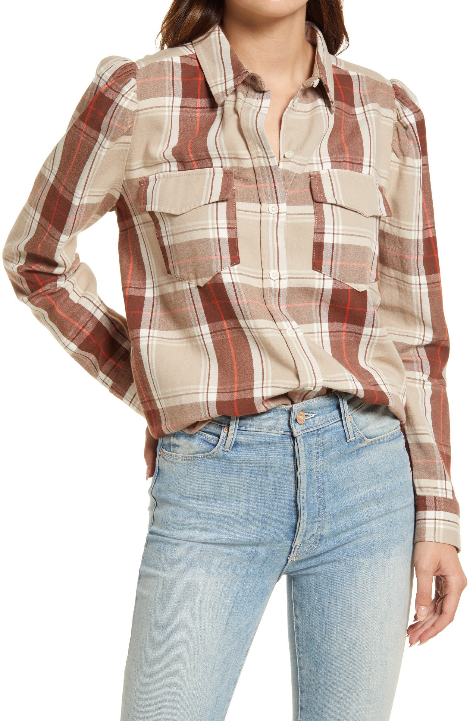 Puff Shoulder Button-Up Shirt | Nordstrom