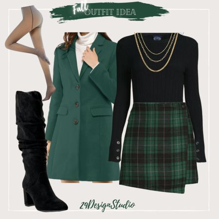 Plaid skirt outfit. Winter skirt outfit. Winter outfit. Skirt and tights. Knee high boots. Black scrunch boots. Christmas outfit. Christmas coat outfit. Winter tights. Warm tights outfit. Walmart outfit. Walmart style. Walmart finds.

#LTKSeasonal #LTKstyletip #LTKHoliday
