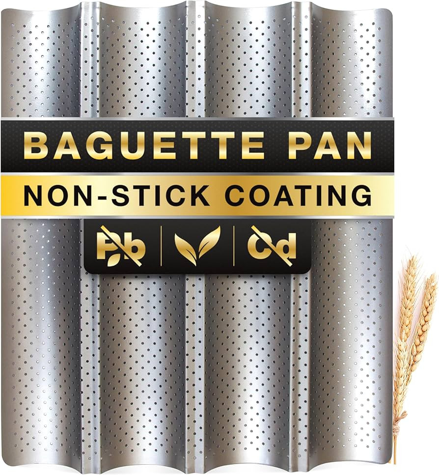 Eparé French Baguette Bread Pan for Baking - 15" x 13" Non Stick French Bread Baking Pan - Perfo... | Amazon (US)