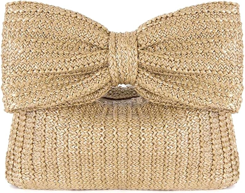 Huralona Women Straw Woven Clutch Purse Pleated Handbag for Summer Beach Vacation Straw Shoulder ... | Amazon (US)
