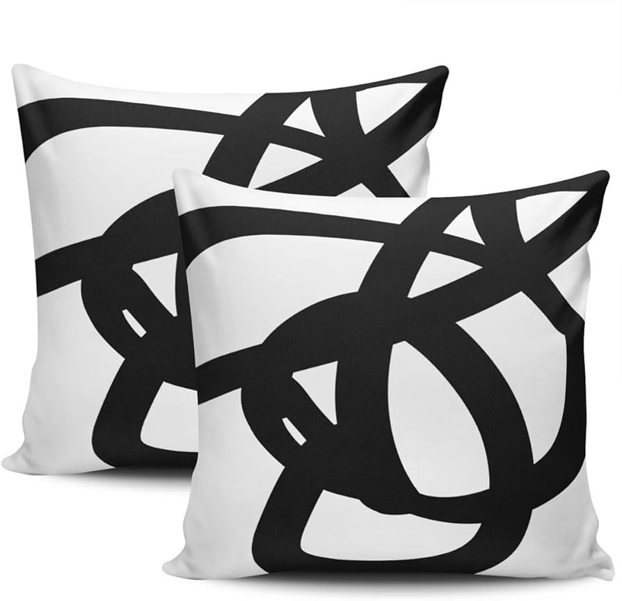 KELEMO Home Set of 2 Pillow Case Black White Abstract Art Modern Throw Pillow Covers Cushion Deco... | Amazon (US)