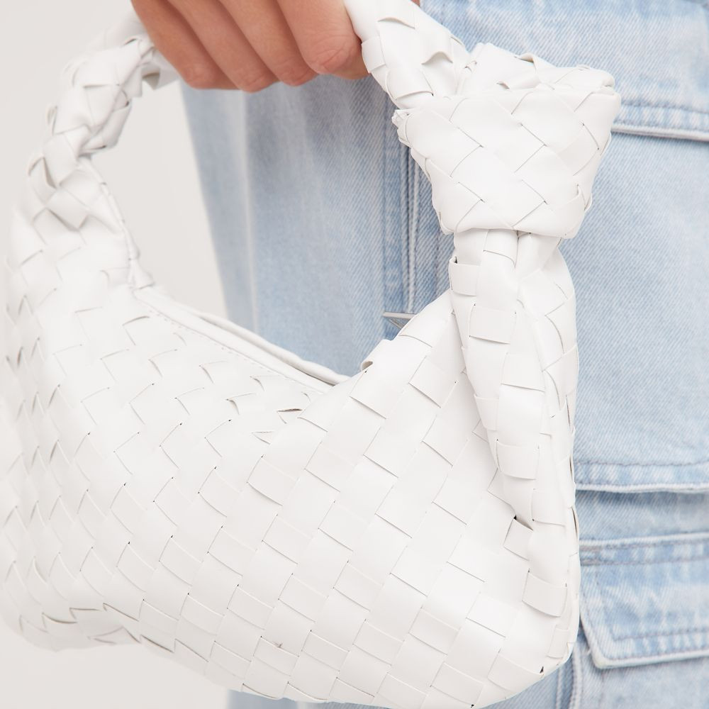 Aitana Woven Knotted Detail Grab Bag In White Faux Leather | EGO (UK)
