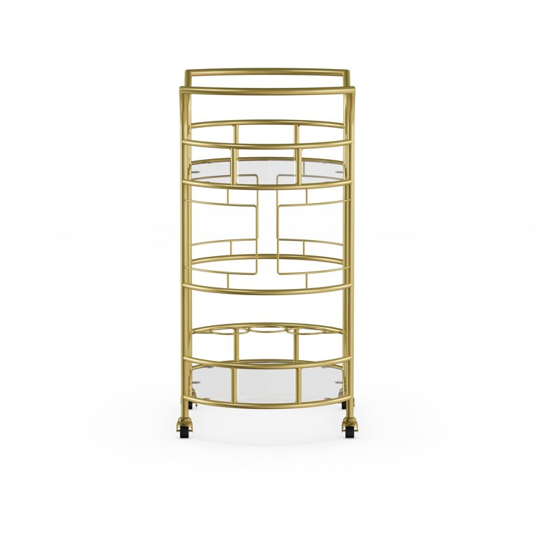 Better Homes & Gardens Fitzgerald Bar Cart with Matte Gold Metal finish, 2-Tiers | Walmart (US)