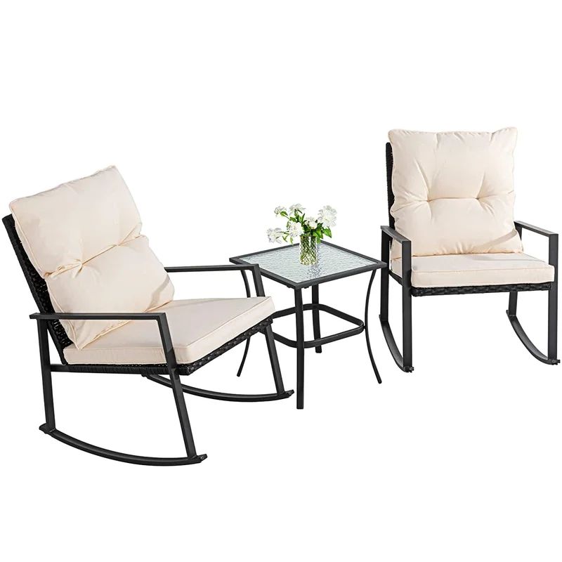 Hansley Square 2 - Person 17.71'' Long Bistro Set with Cushions | Wayfair North America