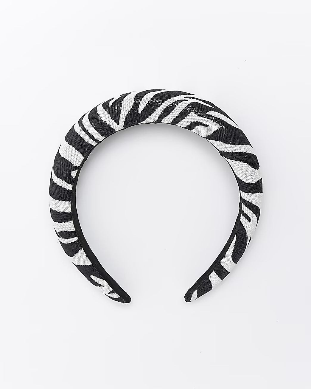 Black Zebra Padded Headband | River Island (UK & IE)