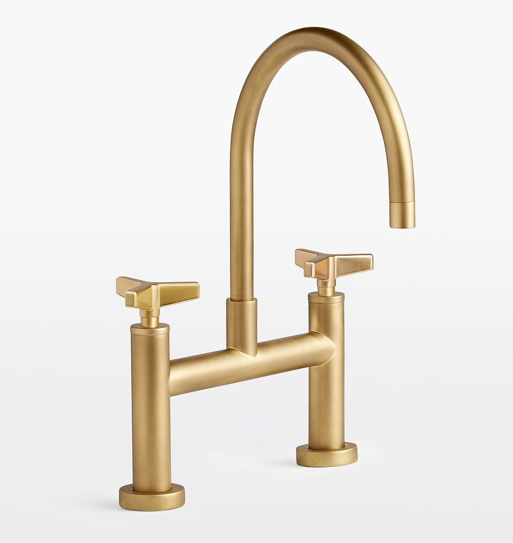Blair Cross Handle Kitchen Faucet - Aged Brass | Rejuvenation