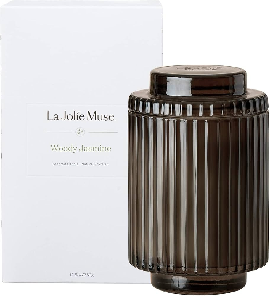 LA JOLIE MUSE Woody Jasmine Candles for Home Scented - Luxury Jar Candles with Aesthetic Glass, C... | Amazon (US)