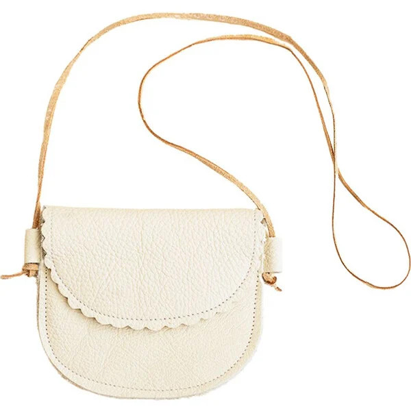 Little Girls' Scalloped Purse, Cream | Maisonette