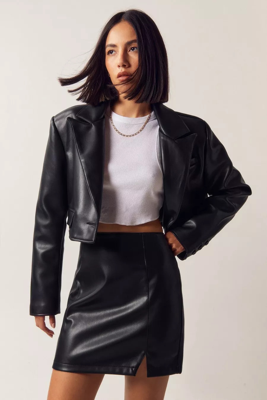 Faux Leather Slit Front Mini Skirt | Nasty Gal US