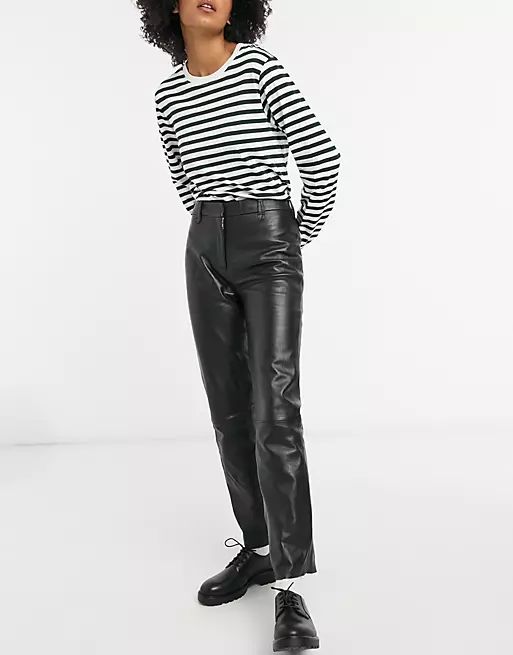 Muubaa high waist slim leather trousers in black | ASOS | ASOS (Global)