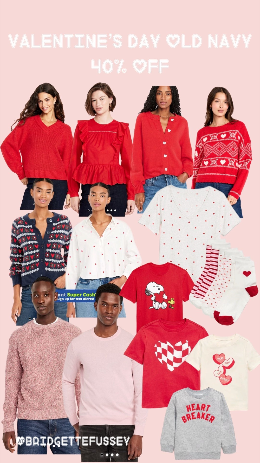 Womens valentines day tops & sweaters
Mens valentines day pink and red sweater 
Kids valentines day heart tee shirts 