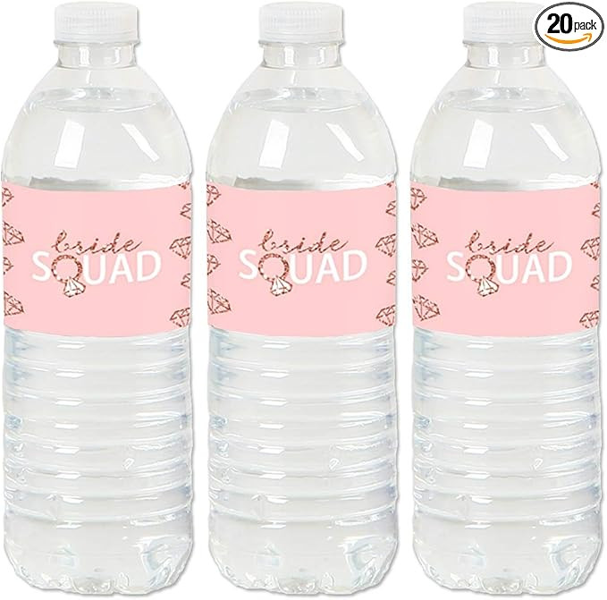 Bride Squad - Rose Gold Bridal Shower or Bachelorette Party Water Bottle Sticker Labels - Set of ... | Amazon (US)